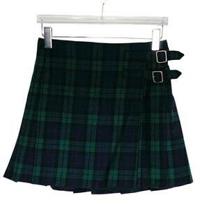 J.Crew Black Watch Tartan Mini Skirt 4 NEW Plaid Wool Side Buckle Preppy